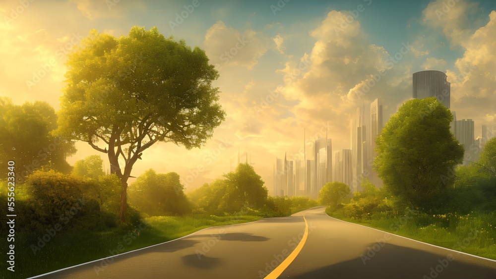Generative AI,empty road amidst trees against sky