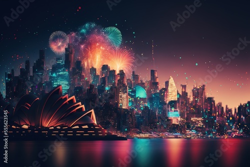 Sydney fireworks. Generative AI