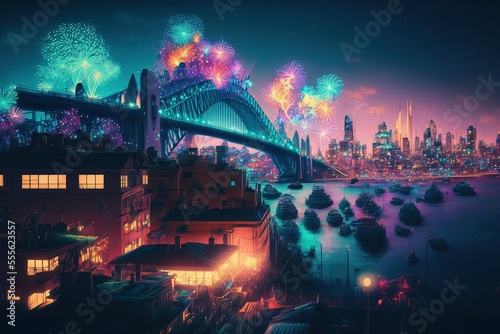 Sydney fireworks. Generative AI