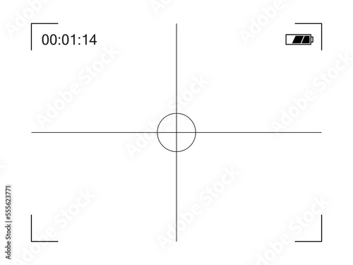 Focusing screen with target of the camera viewfinder. Vector template of viewfinder camera recording
