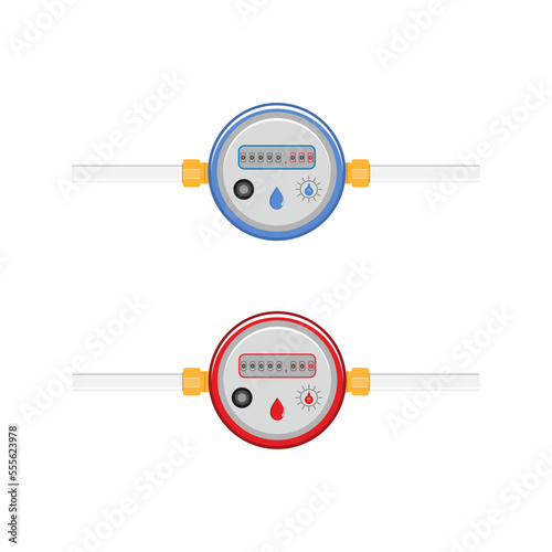 Counters for hot and cold water. Water meter.