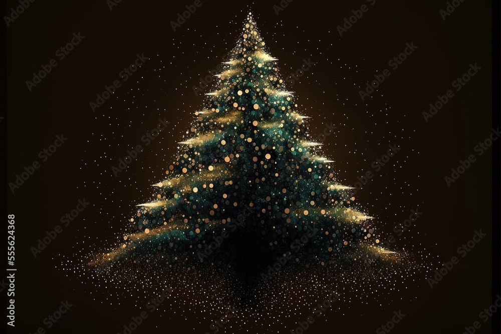 Abstract christmas tree made with particles background stock illustration. Generative AI Abstract christmas tree made with particles background stock illustration. Generative AI