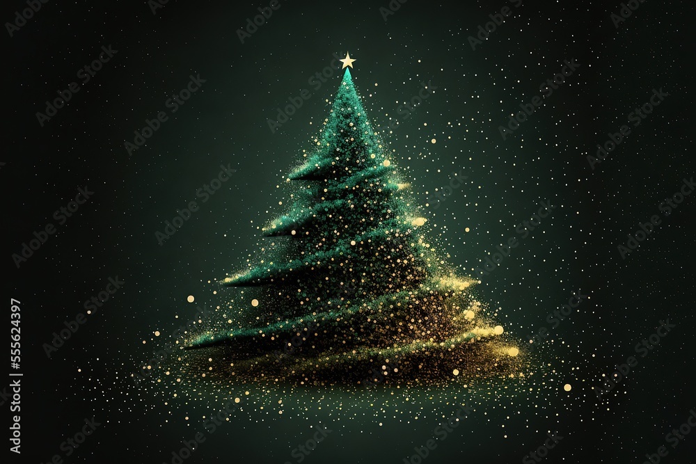 Abstract christmas tree made with particles background stock illustration. Generative AI Abstract christmas tree made with particles background stock illustration. Generative AI