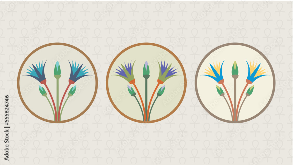Ancient Egypt Lotus Flowers The Pharaonic symbol Illustration Vector