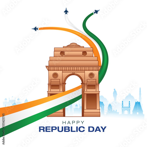 Indian flag concept Republic Day Indian monuments