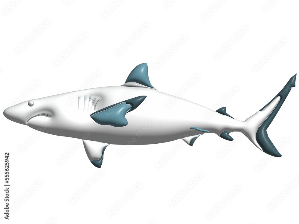 Shark in 3D rendering style on transparent background. Shark in 3D rendering style on transparent background.