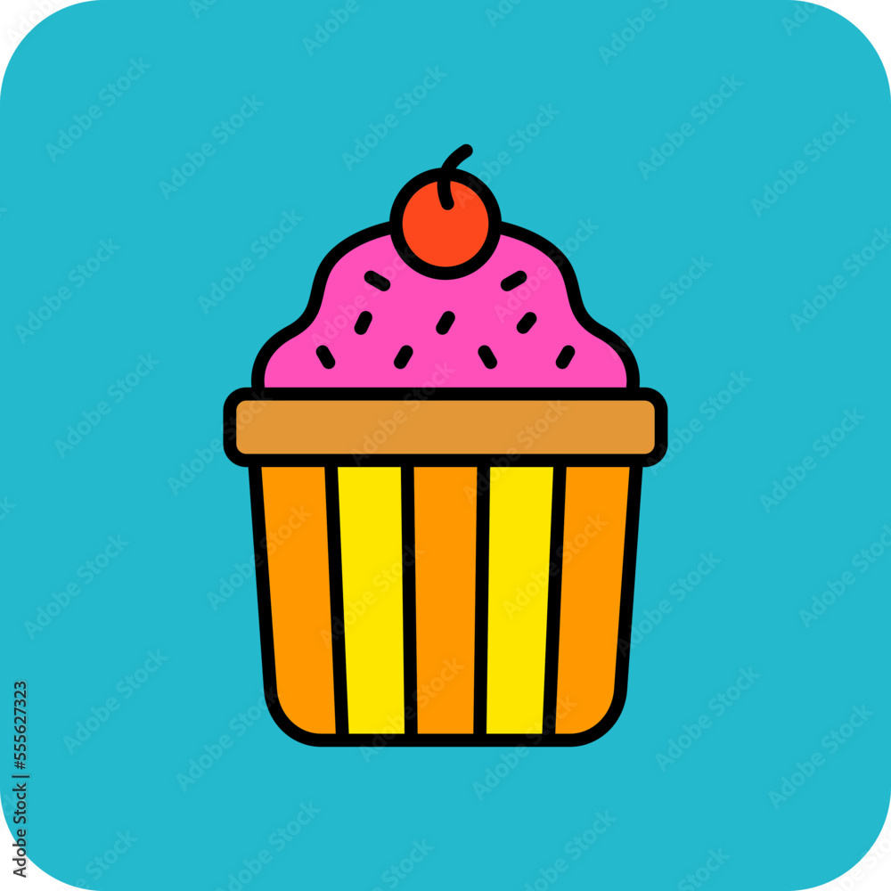 Muffin Multicolor Round Corner Filled Line Icon