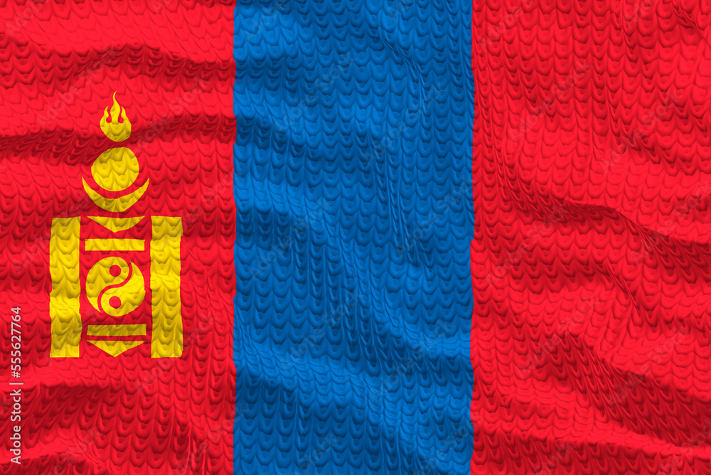 Naklejka premium National flag of Mongolia. Background with flag of Mongolia