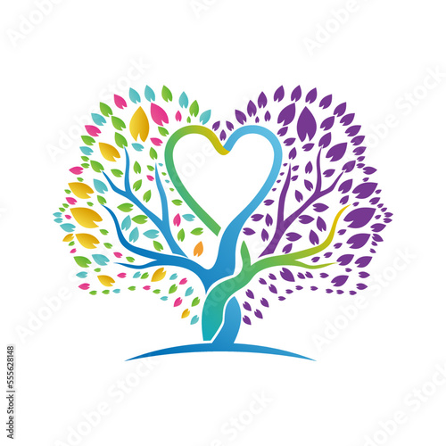 Vector logo design of tree, face, heart, abstract art