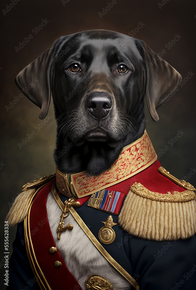 ideología R atributo A portrait of a dog wearing historic military uniform. Pet portrait in  clothing. Generative ai ilustración de Stock | Adobe Stock