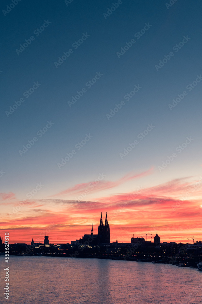 Beautiful cologne cathedral at sunset