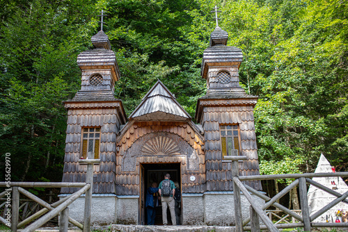 small wooden russian church in the forest kranjska gora