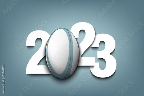 Happy New Year 2023 and rugby ball