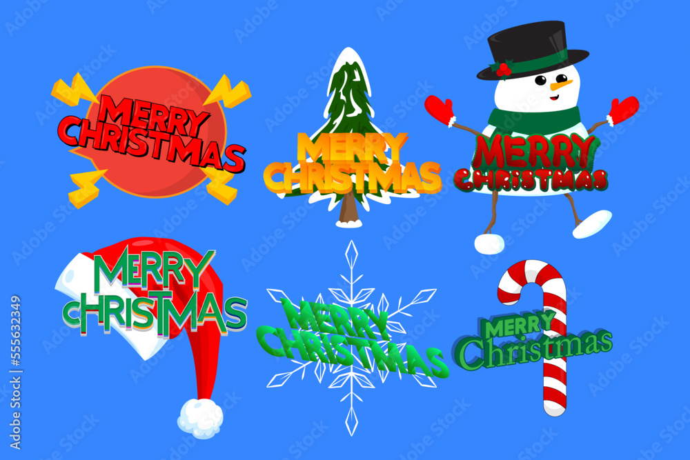 Fototapeta premium Merry Christmas sticker collection. Holiday icon set.