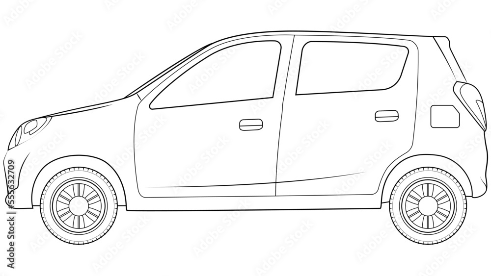 small size hatchback car vector, simple car outline vector illustration