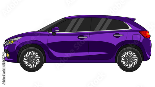 premium hatchback car in bright color vector, realistic car flat bright color vector illustration