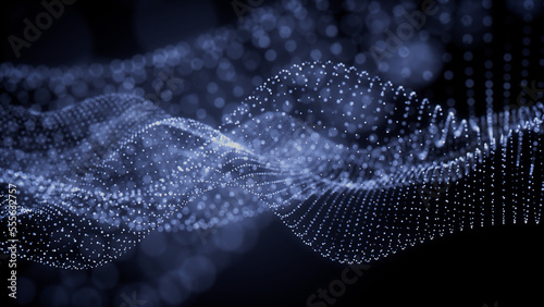Smart Network and Connection Concept. Blue, Futuristic Digital Style. 3D Render.