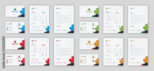 Corporate branding identity design includes Business Card  Invoices  Letterhead Designs  and Modern stationery packs with Abstract Templates 
