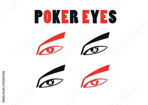 Poker eyes with card symbols on them