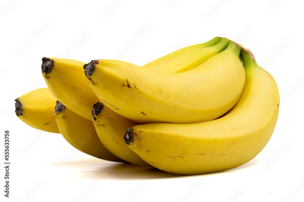 Banana isolated on a white background. Clipping Path. Full depth of field. Ripe yellow banana. close up