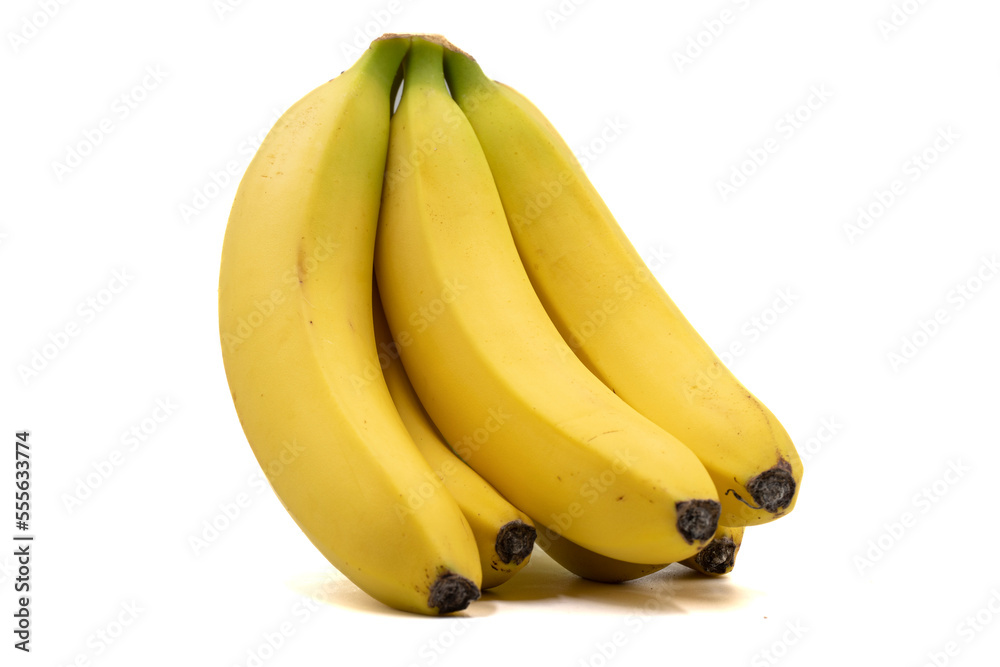 Banana isolated on a white background. Clipping Path. Full depth of field. Ripe yellow banana. close up