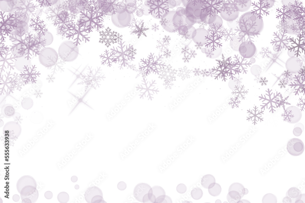 Colorful snowflakes. Heavy snowfall in different shape and form.