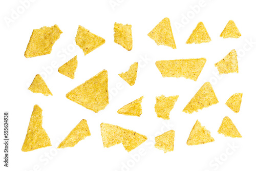Bild auf Leinwand Flying mexican nachos chips, isolated on white background