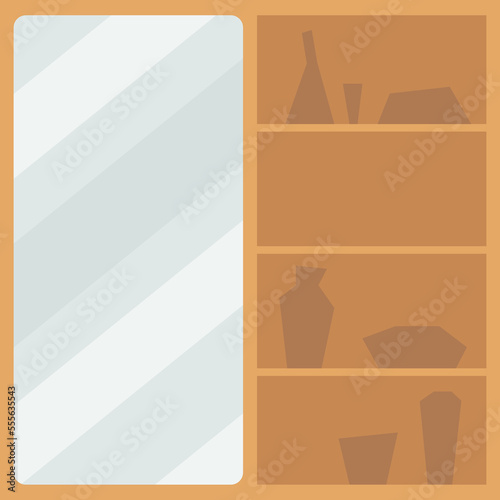Modern sliding mirror wardrobes flat icon