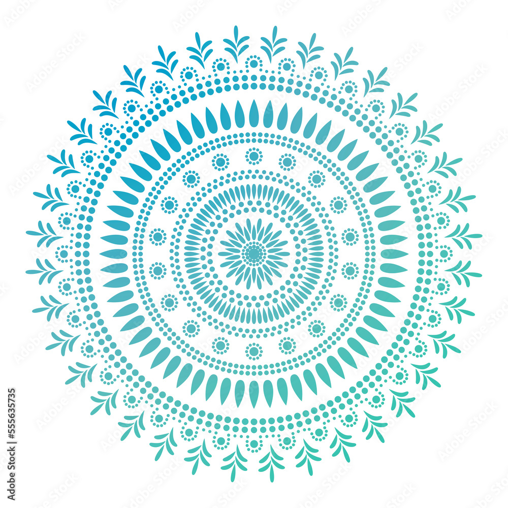 Mandala. Vintage delicate pattern. Green and blue lace curcle background. Islam, Arabic, Indian, ottoman motifs PNG