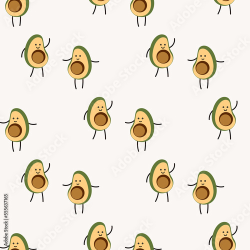 seamless pattern with funny avocado characters