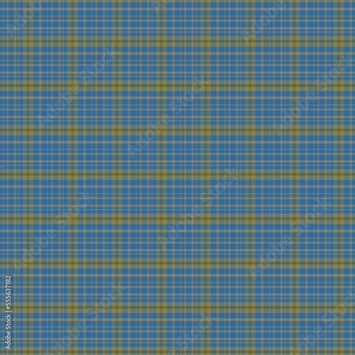 Blue and yellow twill plaid on seamless background
