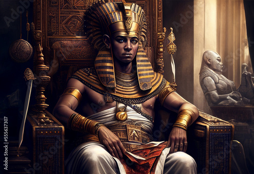 Fotografia Egyptian pharaoh sitting in background