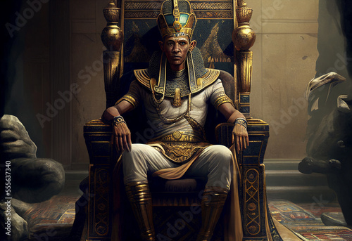 Egyptian pharaoh sitting in background Fototapet