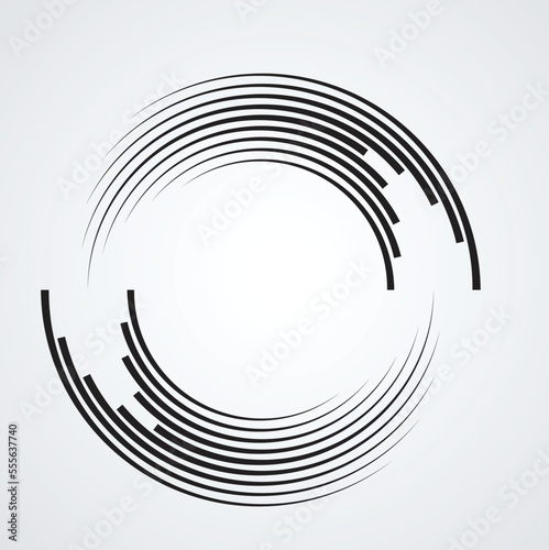 Lines in Circle Form . Spiral Vector Illustration .Technology round Logo . Design element . Abstract Geometric shape . Striped border frame for image
