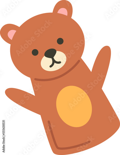 Cute soft wild bear puppet flat icon Handmade toys
