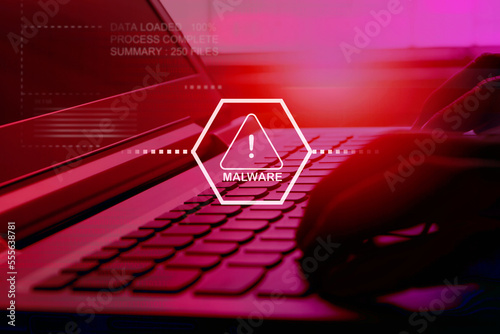 Malware attack virus alert , malicious software infection , cyber security awareness