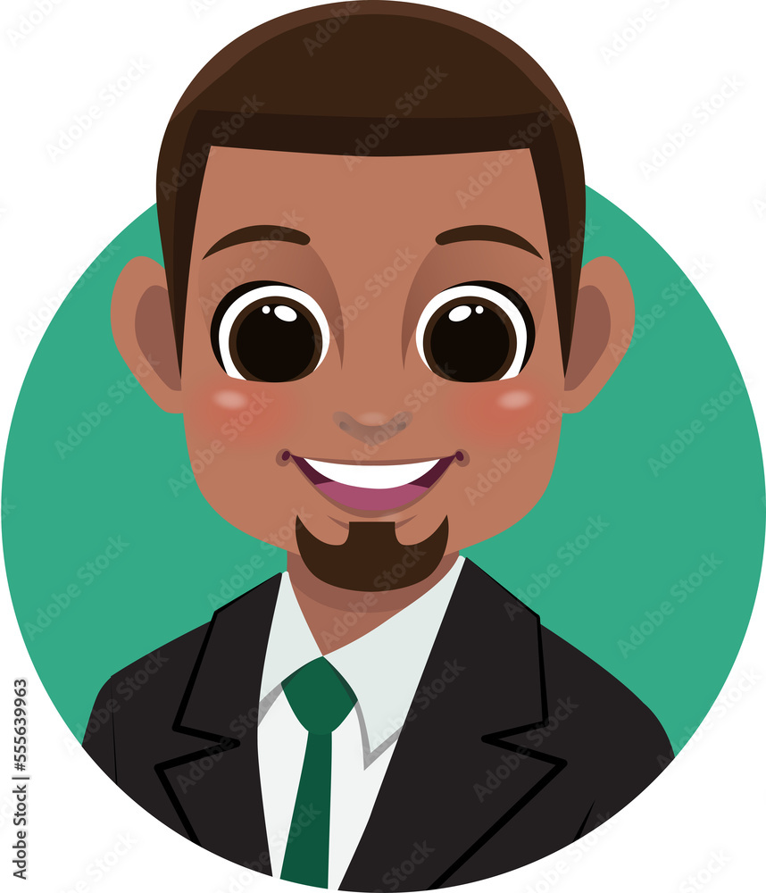 Bald head American African businessman avatar man face profile icon concept online support service male cartoon character portrait isolated flat icon