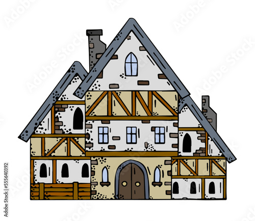 Medieval house. Village building.