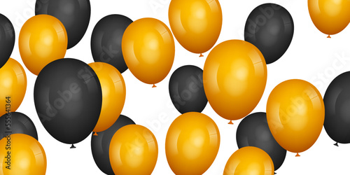 Ballon party celebration decoration vector background. black and golden ballon backdrop illustration. 