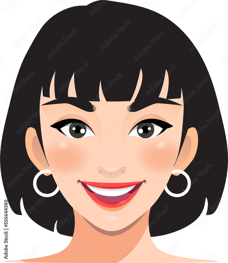 Girl head avatar flat icon front side women bob hair PNG Girl head avatar flat icon front side women bob hair PNG