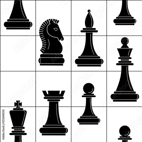 chess pieces make up a seamless pattern