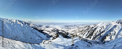 panoramic view of the mountain peaks. snowy mountain peaks © Daniil_98_03_09