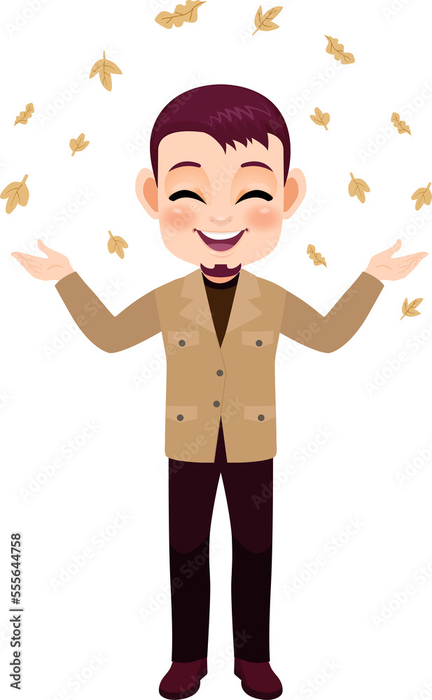 Autumn Boy Throwing Leaves cartoon character PNG Autumn Boy Throwing Leaves cartoon character PNG