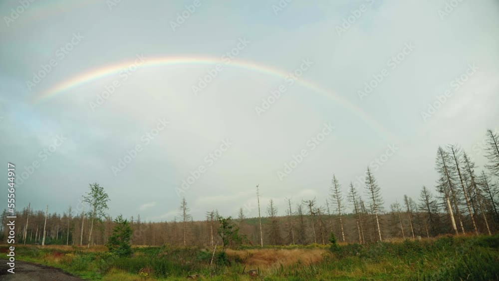Rainbow Seen Over National Park Harz In Germany. Rainbow Seen Over National Park Harz In Germany.