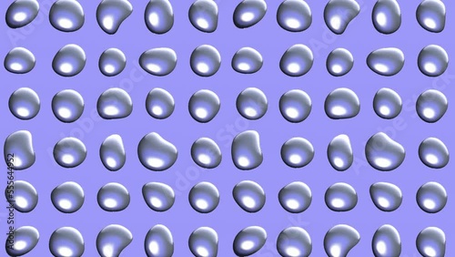 Arranged blue glitter drops abstract 3d pattern animation.