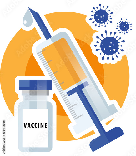 vaccine bottle and hypodermic syringe flat icon PNG photo