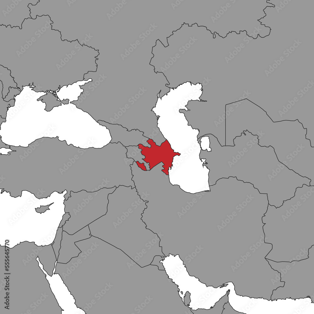 Obraz premium Azerbaijan on world map. Vector illustration.