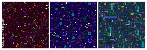 Set of abstract seamless patterns in vector.
