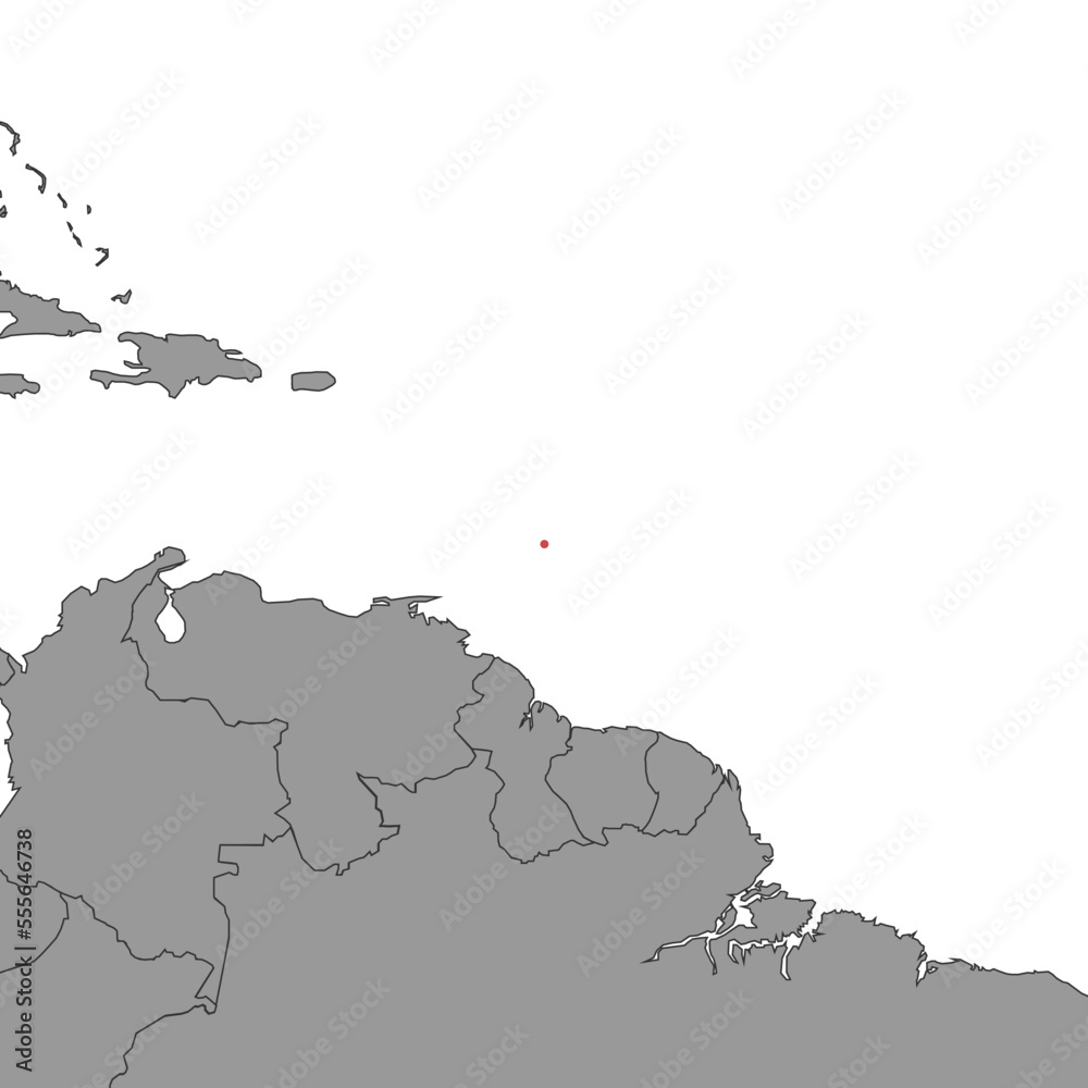 Barbados on world map. Vector illustration.