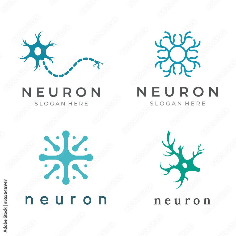 Neuron logo or nerve cell logo with concept vector illustration ...